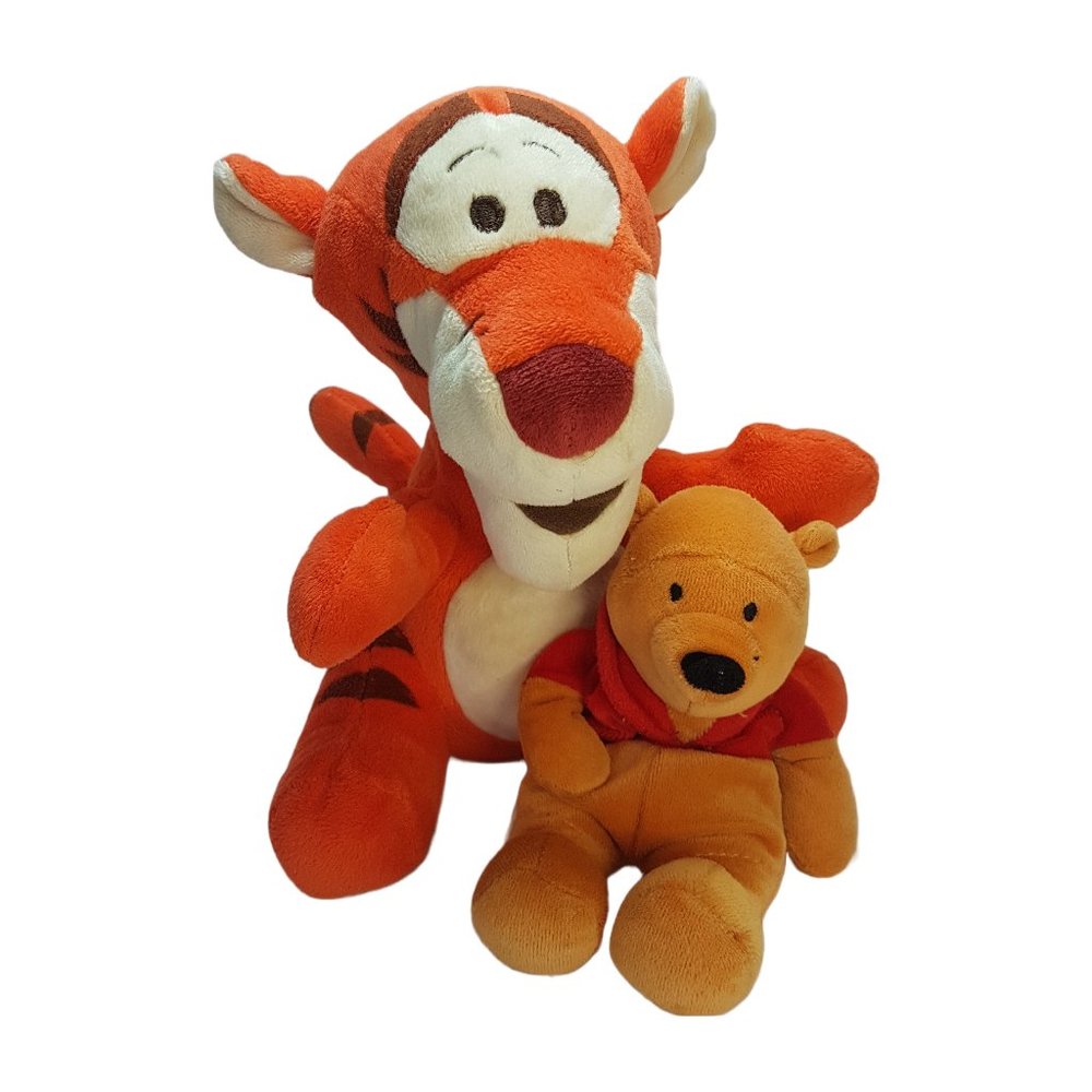 Set of 2 DISNEY Winnie the Pooh Tigger Plush Stuffed Animal Toys Tiger Bear Pair